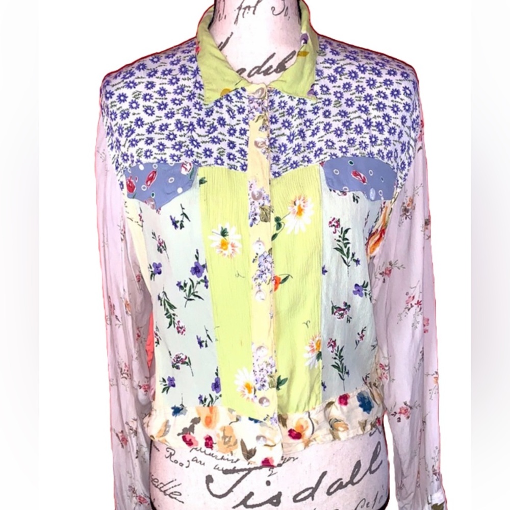 🌼Vintage Boho Pastel Rainbow Patchwork Jacket